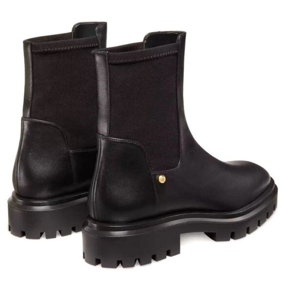 Stuart Weitzman Ultra Lug City Leather Bootie Black Size 8 Excellent Condition - Picture 8 of 12